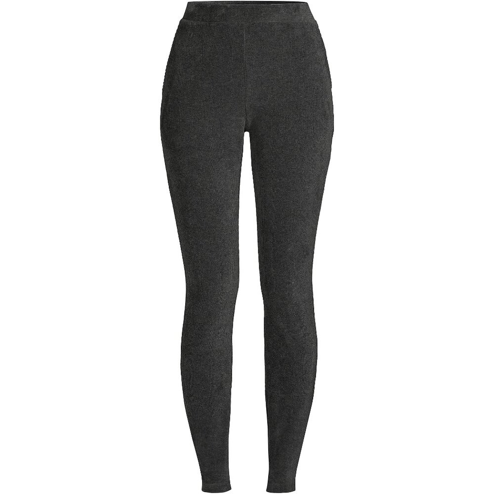 Women's Sport Knit High Rise Corduroy Petite Leggings Black S/P (6-8) Pockets